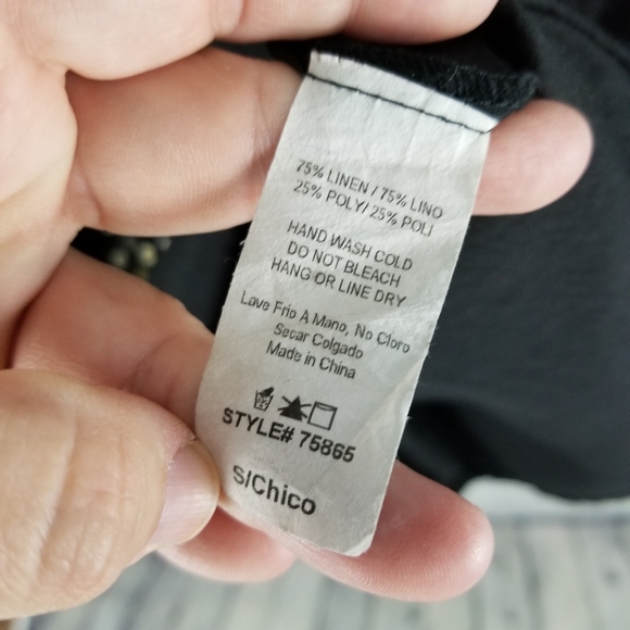 ENTRO | linen blend sequin mock collar blouse - Picture 6 of 6